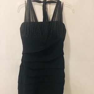 A black dress with silvera